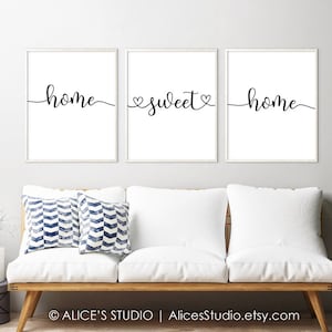 Home Sweet Home Poster - Set of 3 - Living Room Sign - Home Decor - Family Room Wall Décor - Minimalist Print Art - Digital Printable
