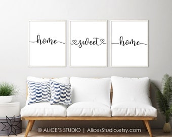 Home Sweet Home Poster - Set of 3 - Living Room Sign - Home Decor - Family Room Wall Décor - Minimalist Print Art - Digital Printable