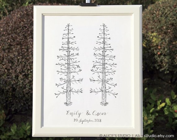 Wedding Guest Book Alternative Custom Hand Drawn Etsy