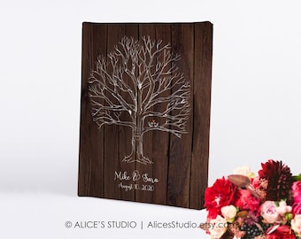 Custom Wedding Guest Book Alternative - Personalised Fingerprint Tree Guest Book - Rustic Wedding Idea - Family Tree - Custom Tree Art Print