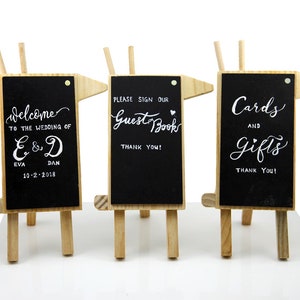 Mini Wooden Chalkboard for Displaying Signage - Custom Mini Wooden Wedding Guest Book Table Signage - Custom Hand-Lettering Calligraphy Art