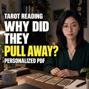 Könnte beinhalten: Ein Tarot-Leseservice mit personalisiertem PDF und dem Text TAROT READING WHY DID THEY PULL AWAY? PERSONALIZED PDF. Das Bild zeigt vier Tarotkarten auf einem Holztisch, eine Keramiktasse und einen Stift auf einem Notizblock.