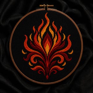 Flame Cross Stitch Pattern PDF | Modern Fire Embroidery Design | Abstract Flame Pattern | Instant Download