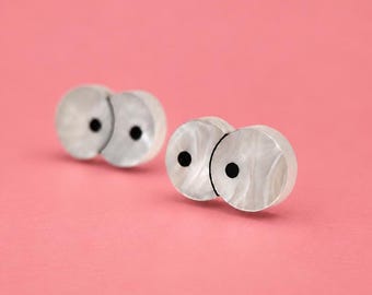 Marbled Acrylic Eyeball Stud Earrings, Perspex Halloween Jewellery