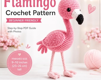 Pink Flamingo Crochet Pattern, Beginner Amigurumi Tutorial (PDF Download)