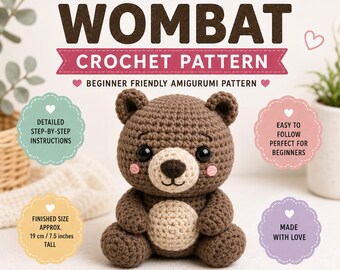 Patrón de crochet Wombat Amigurumi para principiantes PDF