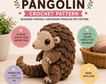 Patrón de amigurumi de pangolín para principiantes (PDF), tutorial de escamas en capas.