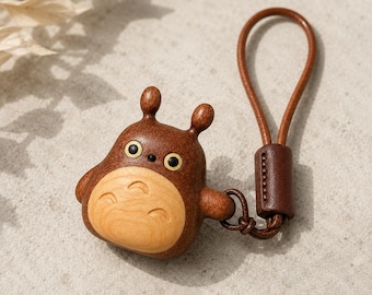 Handmade Wooden Totoro Keychain: Anime Bag Charm