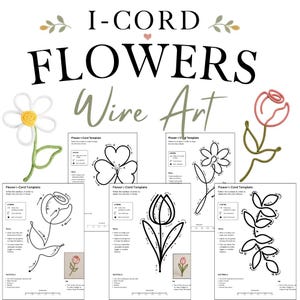 I-Cord Flower Templates Book | 30+ Floral Wire Art Patterns, Tricotin flowers (Printable PDF)