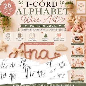 I-Cord Alphabet Wire Art Pattern| 26 Letter Templates Knitted| I-Cord Pattern PDF | Tricotin Templates | Letters Patterns | Instant Download