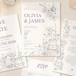 Gamer Wedding Invitation Suite Template, Editable Canva Gaming Themed Stationery Set, Controller Pixel Design, Hidden Details, Digital
