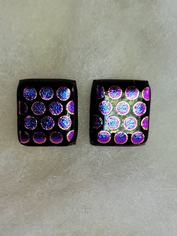 Original Glass Art Earrings Gorgeous  Purples & B… - image 4