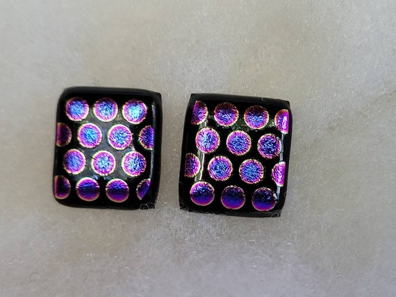 Original Glass Art Earrings Gorgeous  Purples & B… - image 1