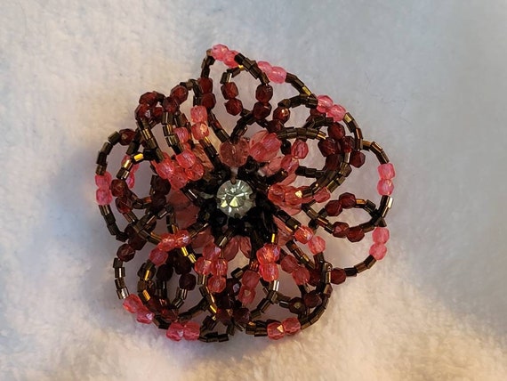 Forties Floral Brooch Passionate  Pinks - image 1