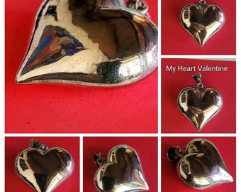 Gold Shiny Heart Special Gift Valentines Day  Vintage Chain choice 16 18, or 24inch  Sweet Jewelry Celebrate Sweethearts