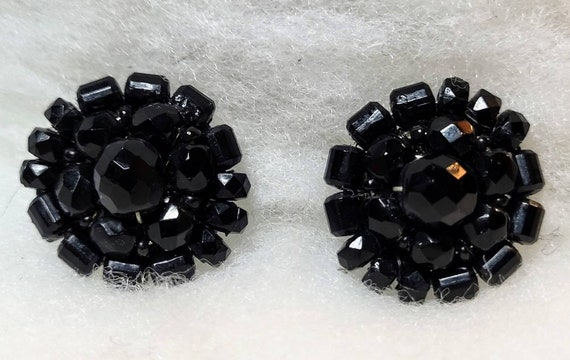 Givenchy 1970s Clssic Black Bead Earrings - image 1