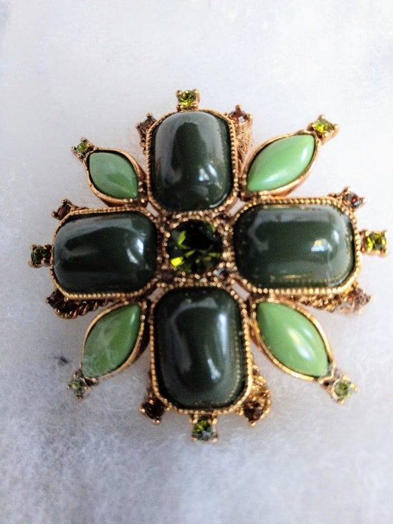 Green On Gold Faux Stone Cross