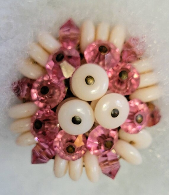 40s 50s Classics..! Milk Glass & Pink Crystal Ear… - image 3