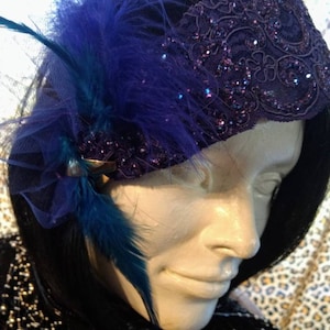 Hats .!! Shimmering Shades of Blue... Fanciful Feathers.. Sparkling Stones adorn Festive Headband.!!  &quot;Winks&quot; Fashion FUN