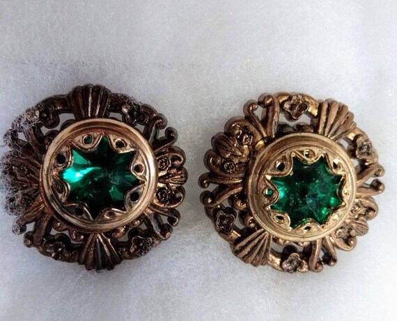 Coro Vintage  Light & Lovely Emerald Earrings - image 1