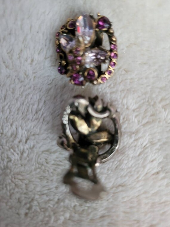 52' Hollycraft Amethysts Earrings  Vintage Copper… - image 3