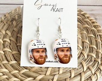 Connor McDavid Face Earrings Edmonton Oilers Hockey Earring NHL Funny Hockey Fan Gift