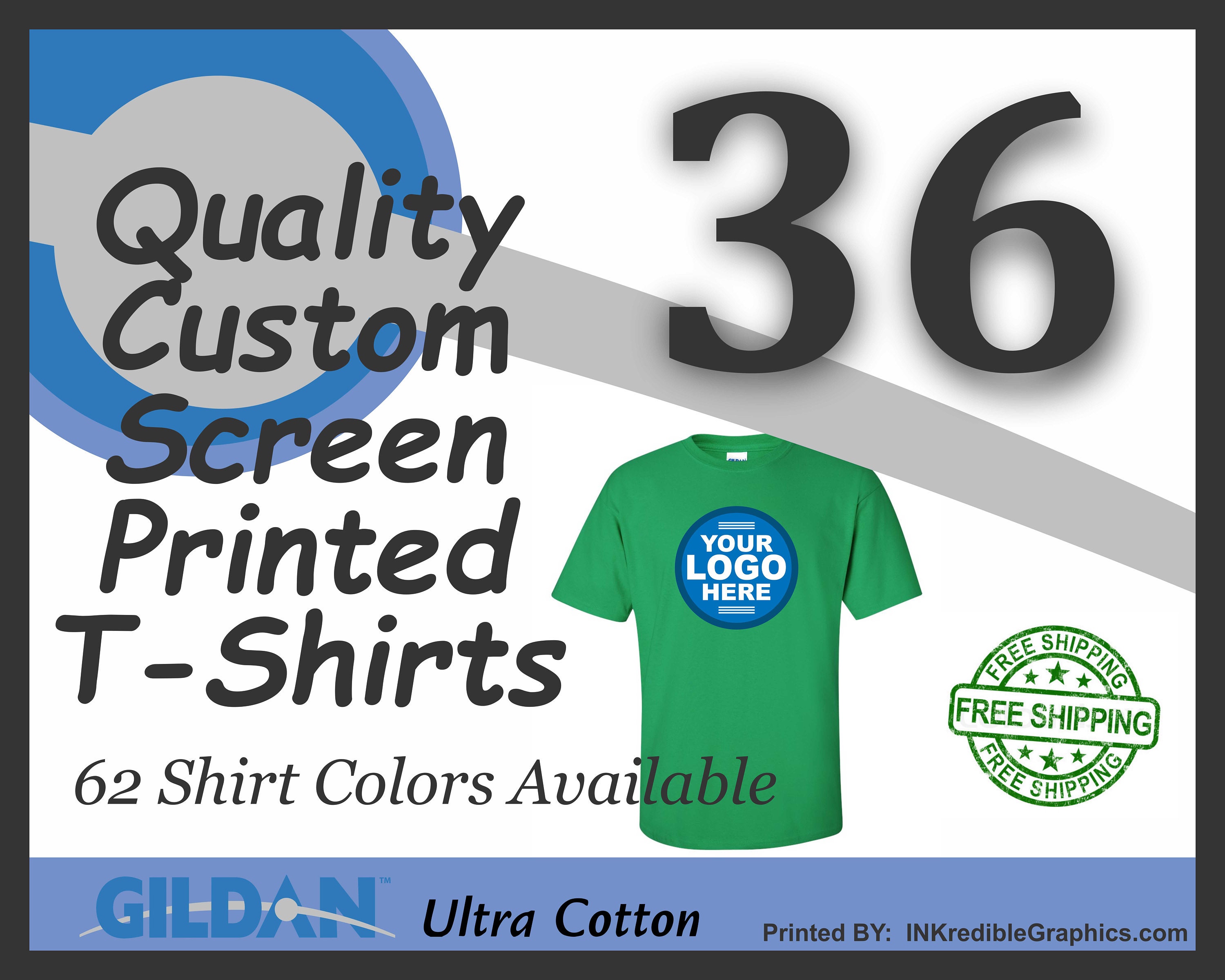 36 Gildan Ultra Cotton Custom Screen 