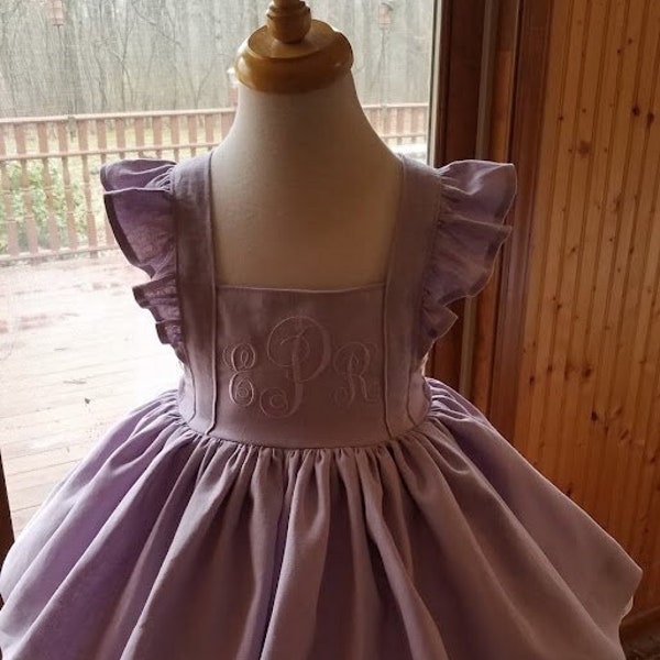 Monogrammed Pinafore Jumper Dress Vintage Length