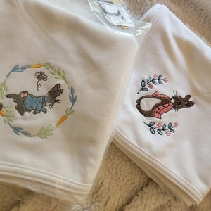 Baby Blanket Crib Blanket Peter Rabbit Blanket Flopsy Rabbit Blanket Embroidered Blanket