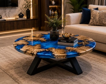 Luxury Resin Coffee Table, Handmade Epoxy River Table, Modern Solid Wood Living Room Furniture, Custom Design Handmade Luxury Epoxy Resin