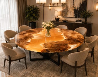 Custom Walnut Resin Dining Table Top | Live Edge Epoxy River Table | Handmade Solid Wood Kitchen Tabletop Handmade Walnut Epoxy Resin Dining