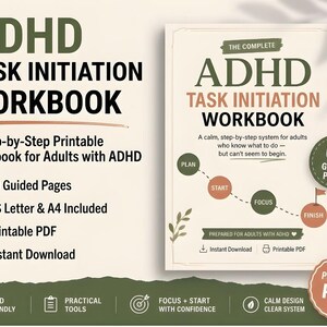 Cahier d'exercices pour adultes atteints de TDAH : gestion du stress, fonctions exécutives, procrastination (PDF imprimable)