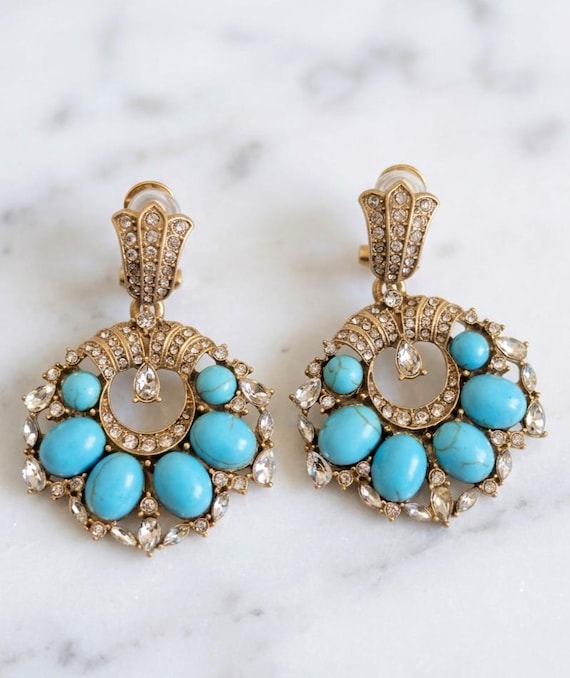 Orecchini vintage stile barocco con turchese per donna