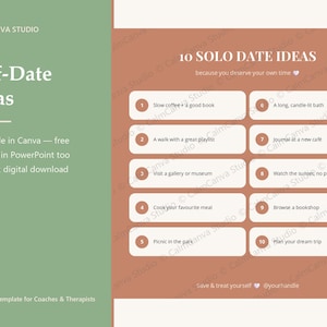 Canva Instagram Template for Coaches | Solo Date Ideas Post | Self-Care List | Editable Instant Download