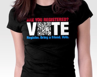 Vote shirt, election shirt, vote.org QR code shirt, register to vote, USA shirt, America shirt, patriotism, patriot shirt