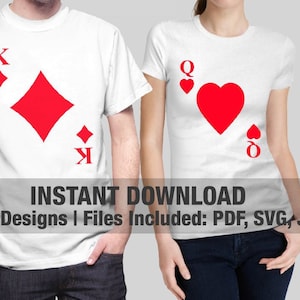 INSTANT DOWNLOAD, Adult Kids Halloween Costume Printable Files svg pdf png jpg, Group costume cut files, Playing Cards Print Iron On shirt