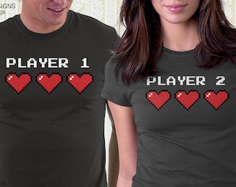Player 1 One Shirt Couples Shirt, Best Buddy, Bride Groom Husband Wife Boyfriend Girlfriend, Best Friends Honeymoon Wedding Anniversary Love