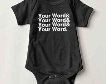 Custom Helvetica Infant shirt, One Piece Baby Bodysuit, Personalized Clothing for baby, Custom name list shirt, baby shower gift, newborn