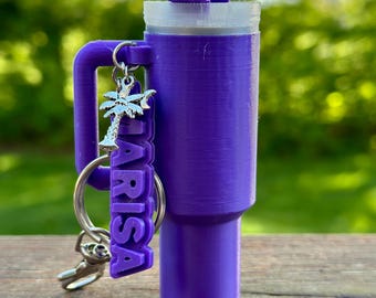 Personalized Name Water Bottle Keychain Lip Balm Holder with Charm