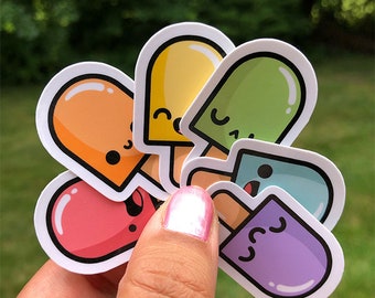 Rainbow Popsicles 6 Mini Sticker Set