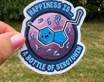Mental Health Happy Serotonin Anxiety Sticker