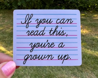 Adult Cursive Handwriting Sticker
