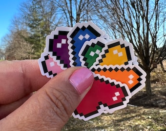 Mini Stickers Set of 7 8-Bit Pixel Heart Stickers