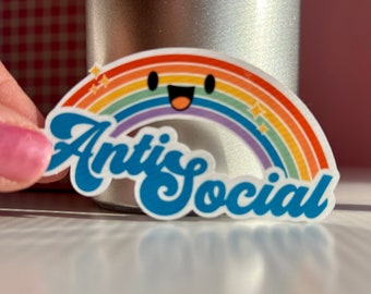 Antisocial Kawaii Rainbow Mental Health Sticker