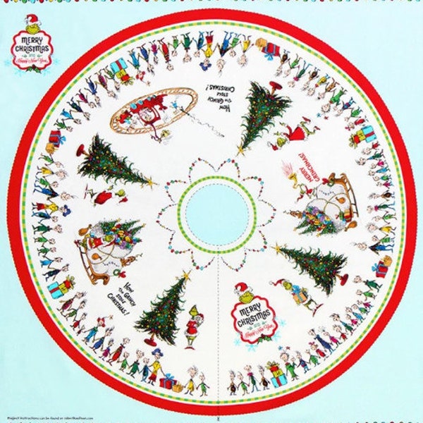 Dr. Seuss' How The Grinch Stole Christmas Tree Skirt Panel, ADE-20277-223 HOLIDAY, by Robert Kaufman (46" Panel)