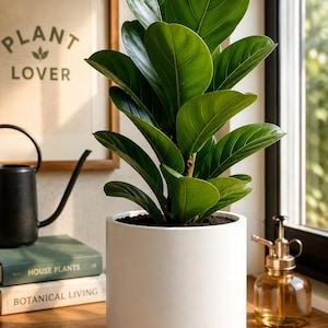 Modern White Cylindrical Planter Pot, Lightweight Fiberstone Ceramic, Indoor Outdoor Garden Decor