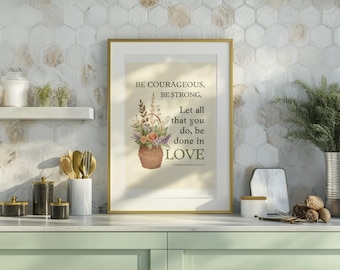 1 Corinthians 16:14 Print, Let All You Do Be Done In Love, Botanical Scripture Wall Art Download