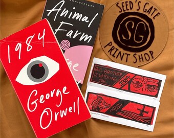 Marcapáginas de linograbado de Orwell