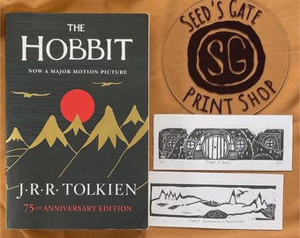 Marcapáginas de linograbado de El Hobbit