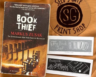 Marcapáginas de linograbado de La ladrona de libros